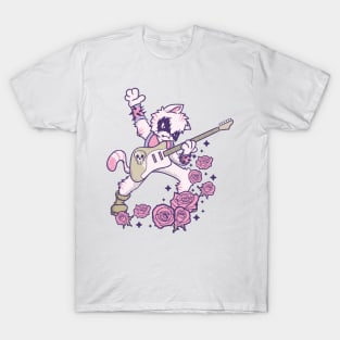 Pastel Goth Kawaii Heavy Metal Cat Guitarist Guitar Playing T-Shirt